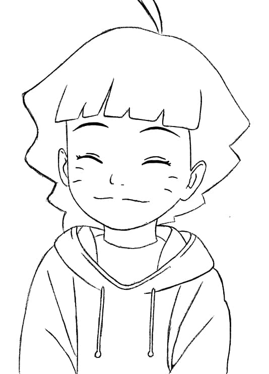 Coloriage Himawari est heureux