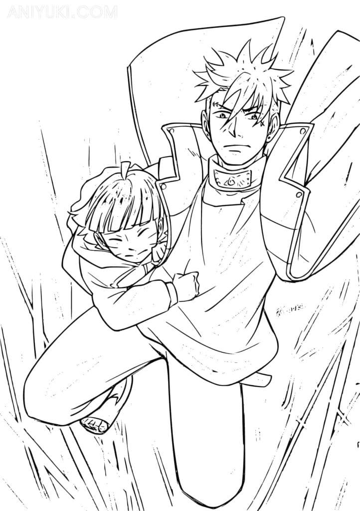 Coloriage Himawari et Kawaki