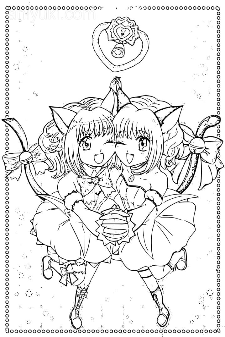 Coloriage Jolies filles d'anime de Tokyo Mew Mew