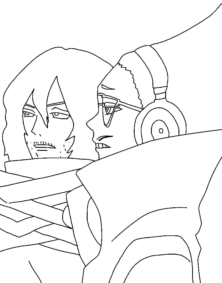 Coloriage Shota Aizawa avec Present Mic