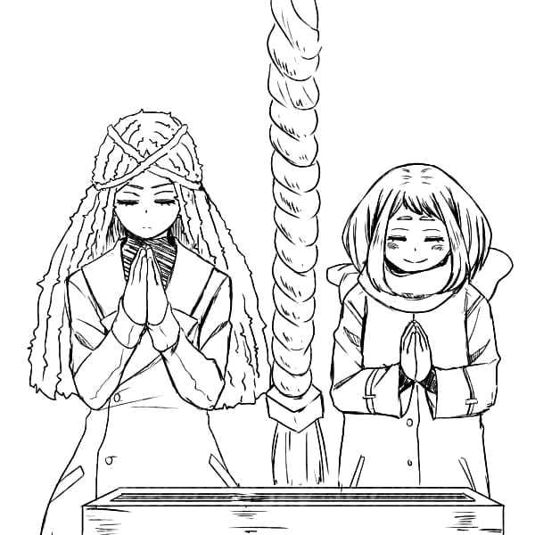 Coloriage Uraraka Ochako et Ibara Shiozaki