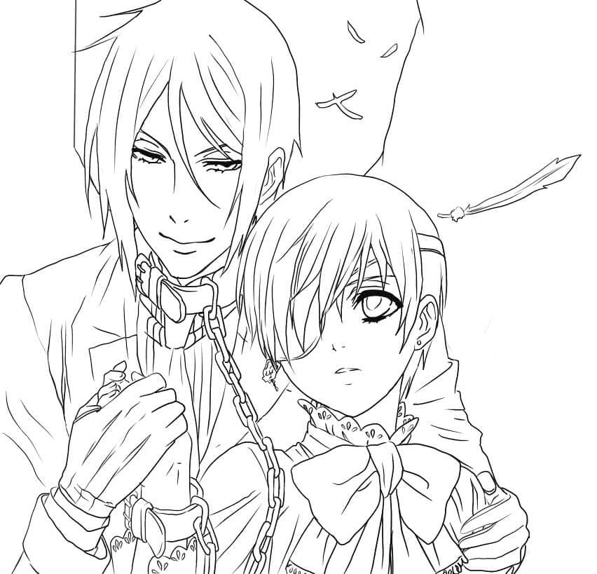 Coloriage Ciel et Sebastian