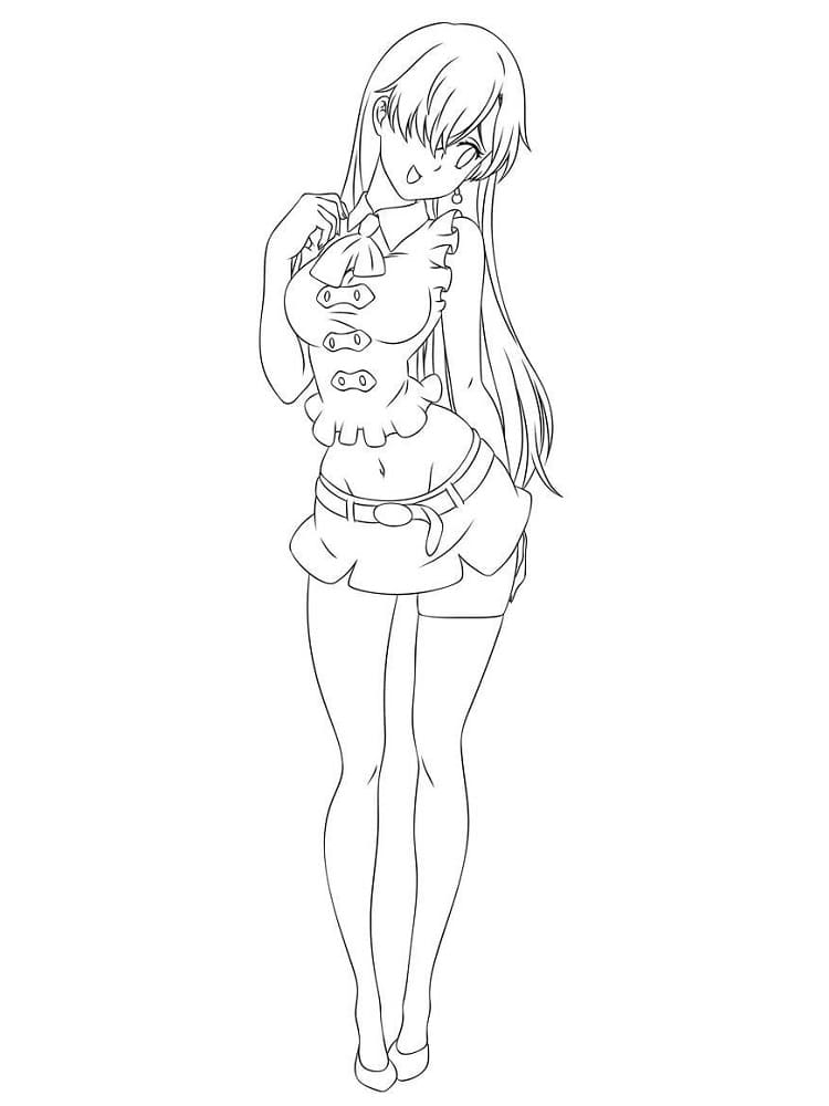 Coloriage Elizabeth Liones est heureuse