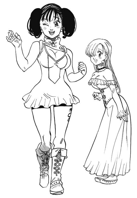 Coloriage Elizabeth Liones et Diane