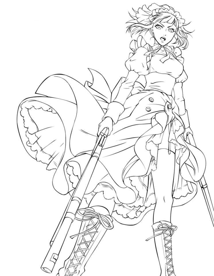 Coloriage Fille dans Black Butler