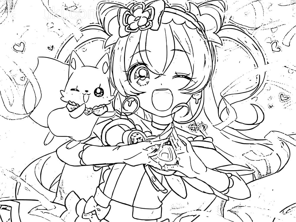 Coloriage Fille mignonne d'anime Nagomi Yui