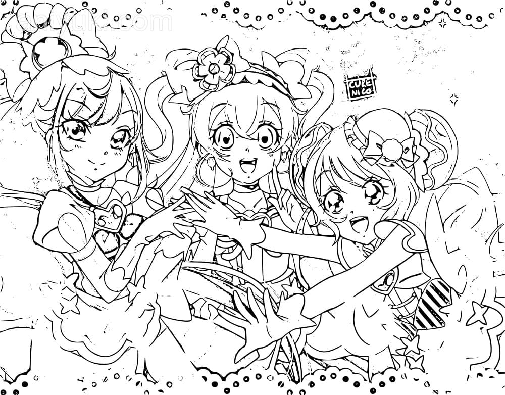 Coloriage Filles mignonnes Delicious Party Pretty Cure