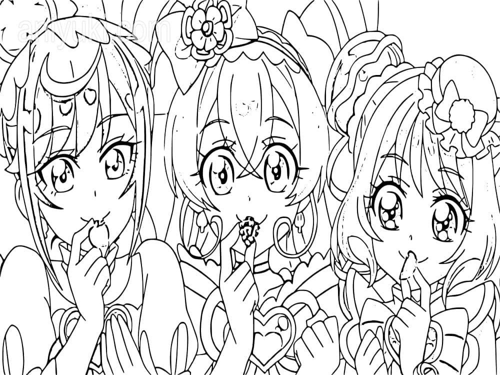 Coloriage Les filles de Delicious Party Pretty Cure