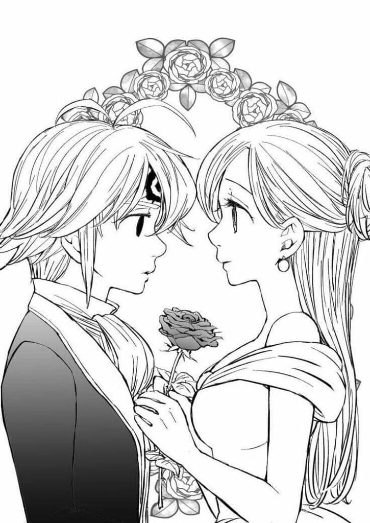 Coloriage Melodias et  Elizabeth