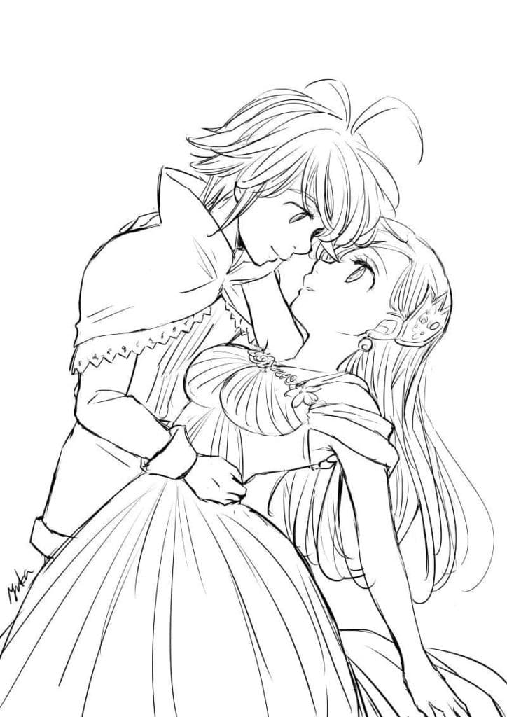 Coloriage Melodias et Elizabeth Liones