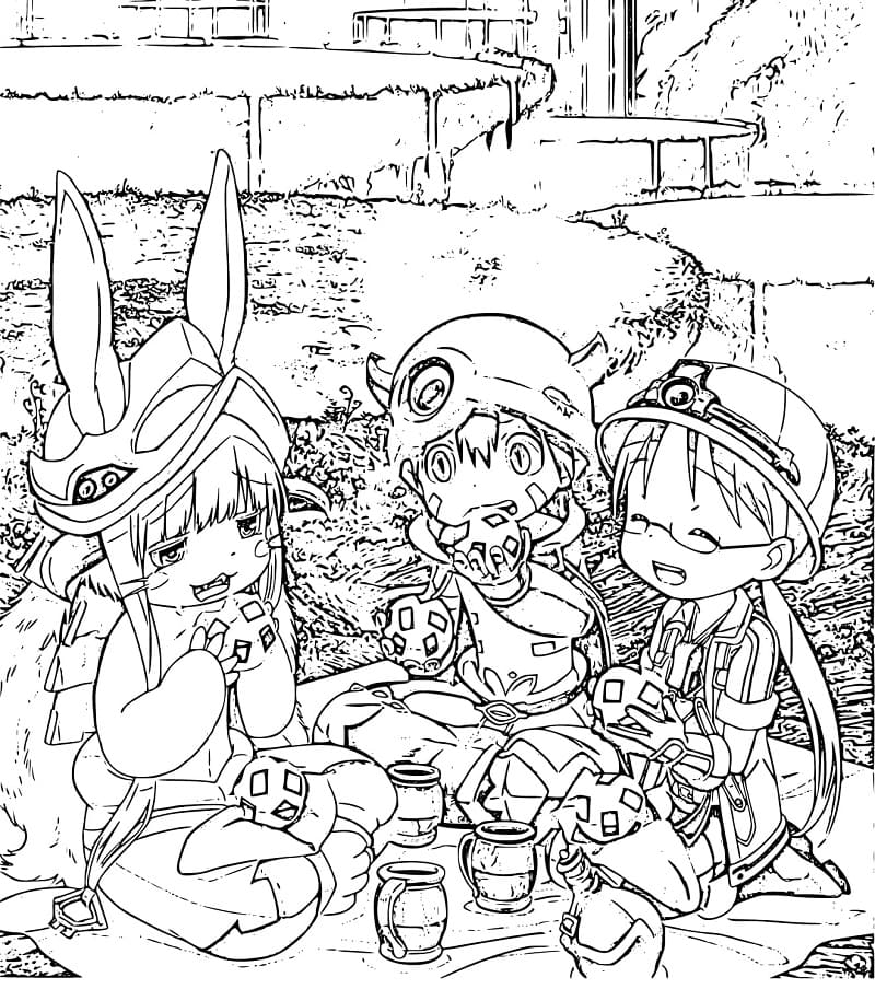 Coloriage Regu, Riko et Nanachi