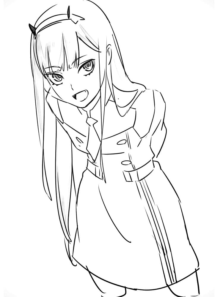 Coloriage Chérie dans le Franxx Zero Two