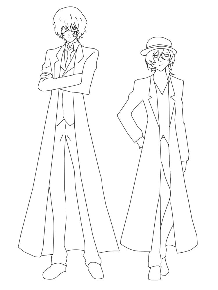 Coloriage Chuuya Nakahara et Osamu Dazai