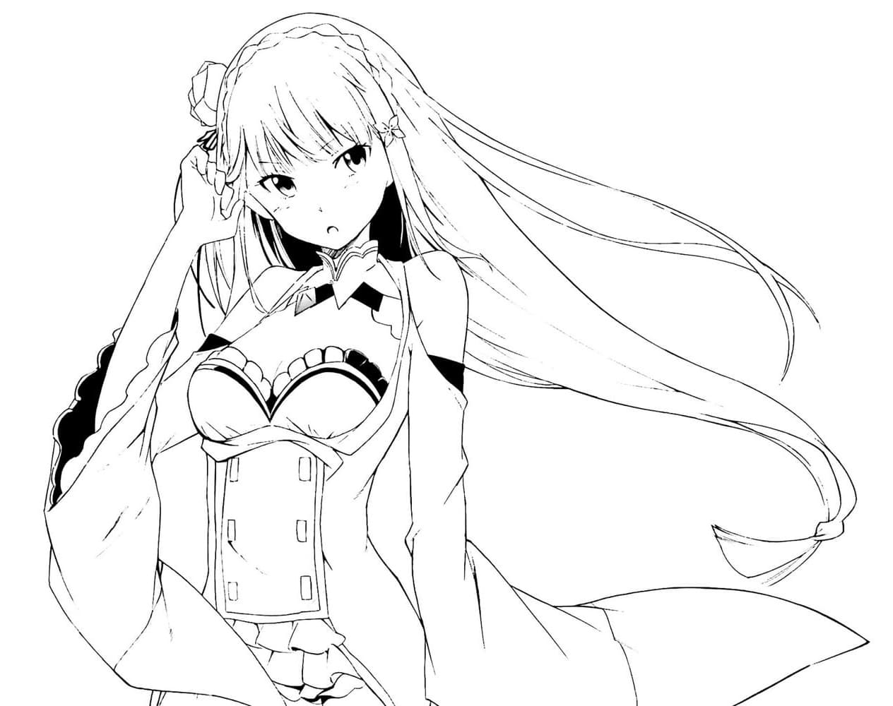 Coloriage Emilia de Anime Re Zero