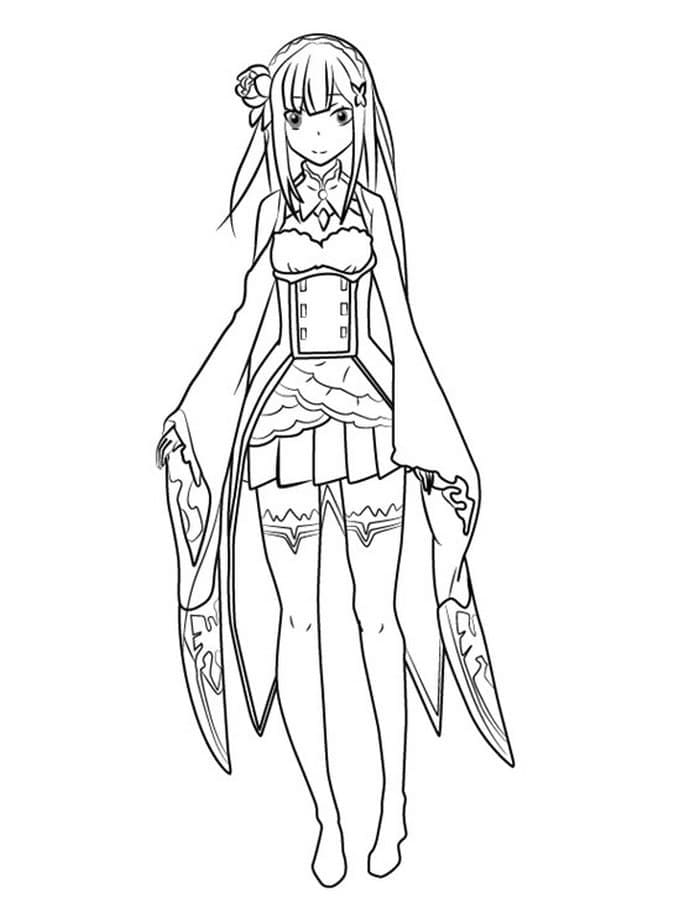 Coloriage Emilia de Re Zero