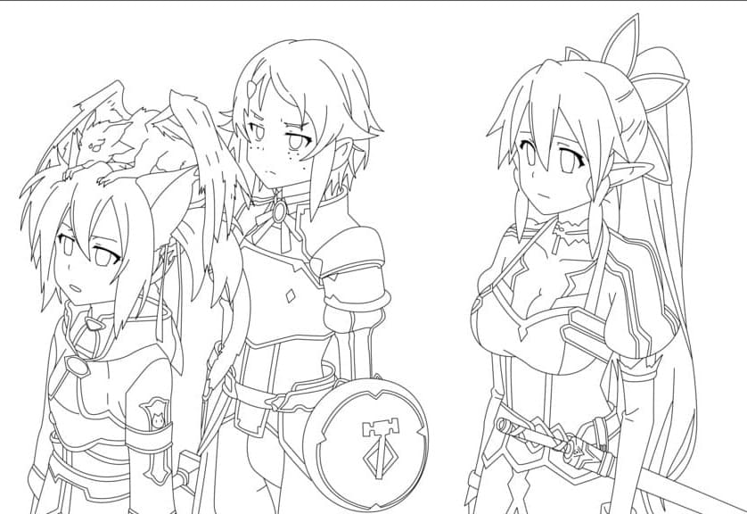 Coloriage Filles d'anime de Sword Art Online