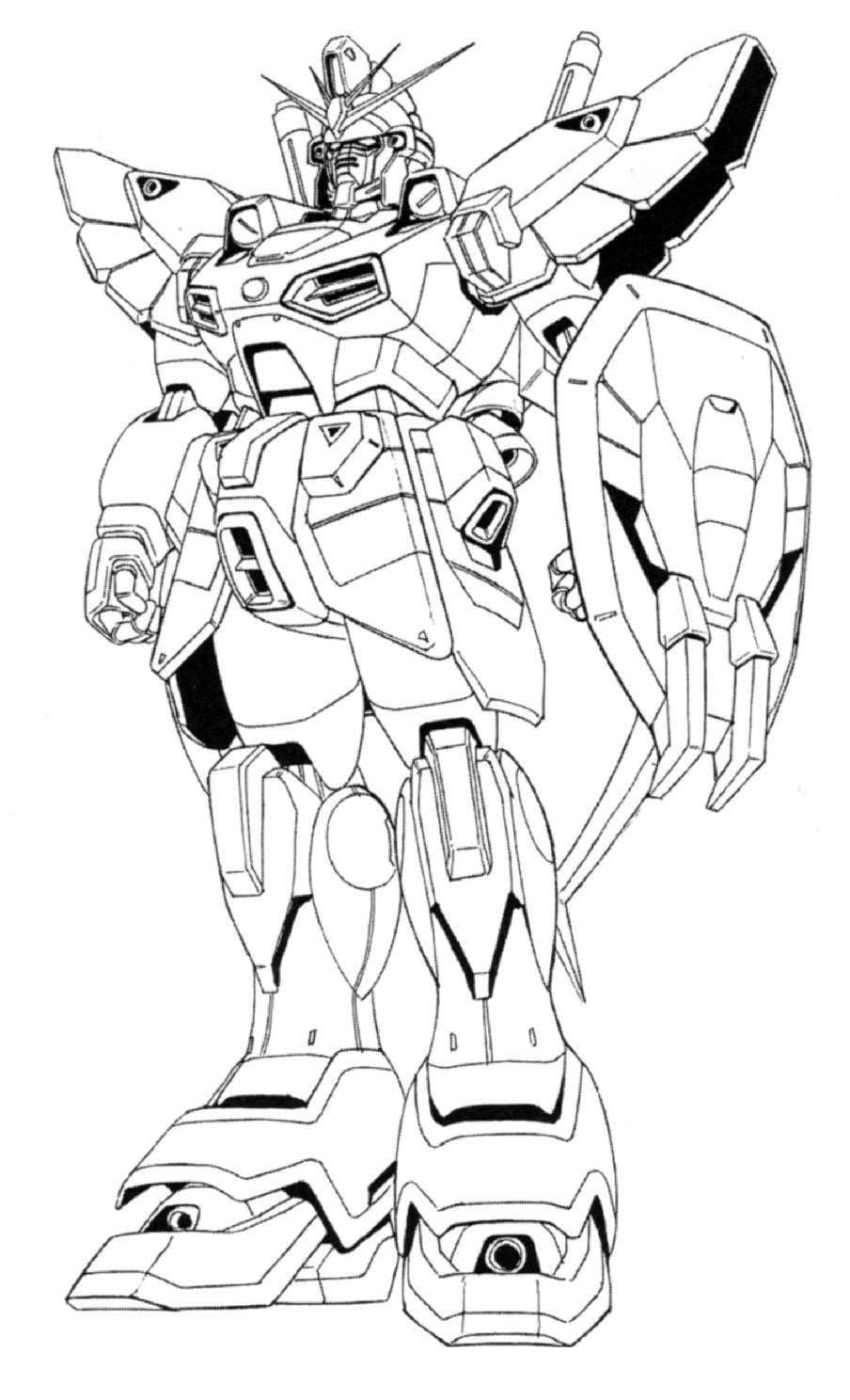 Coloriage Gundam avec bouclier