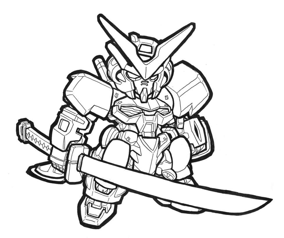 Coloriage Gundam super déformé