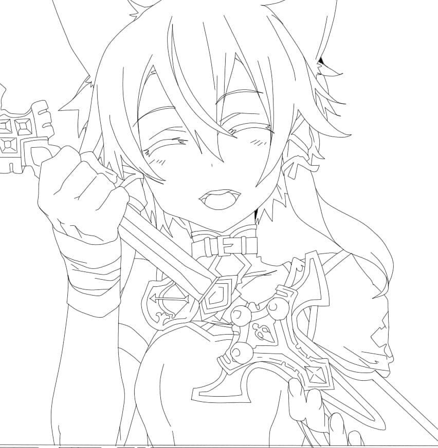 Coloriage Jolie fille de Sword Art Online