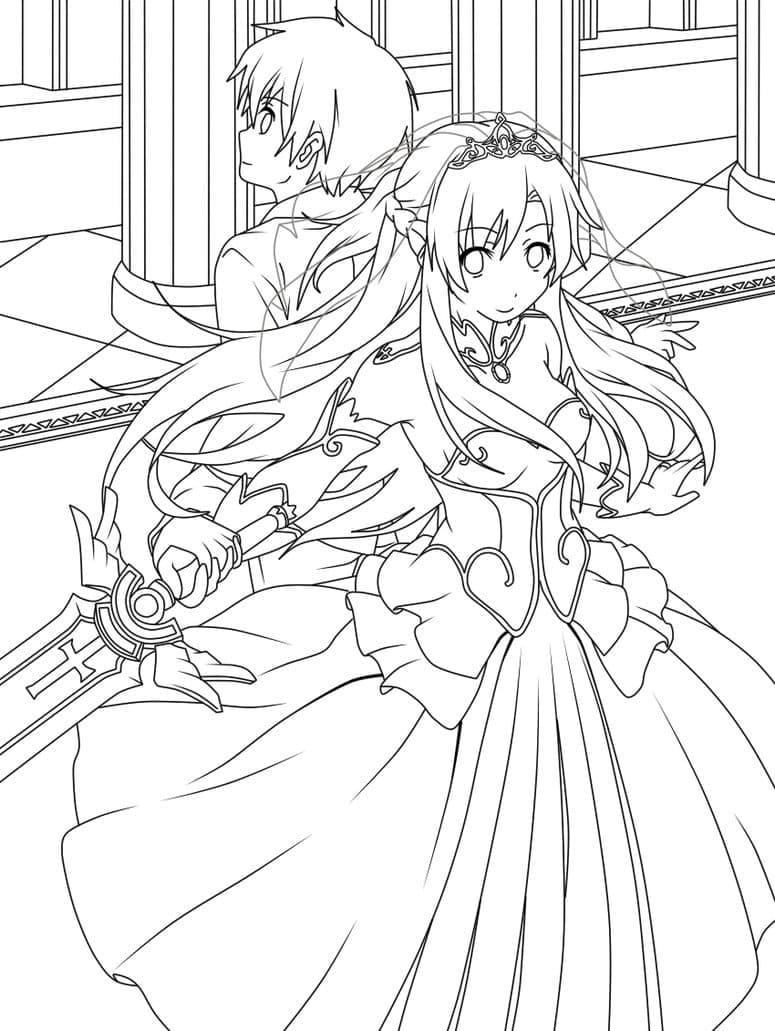 Coloriage Kirito et Asuna