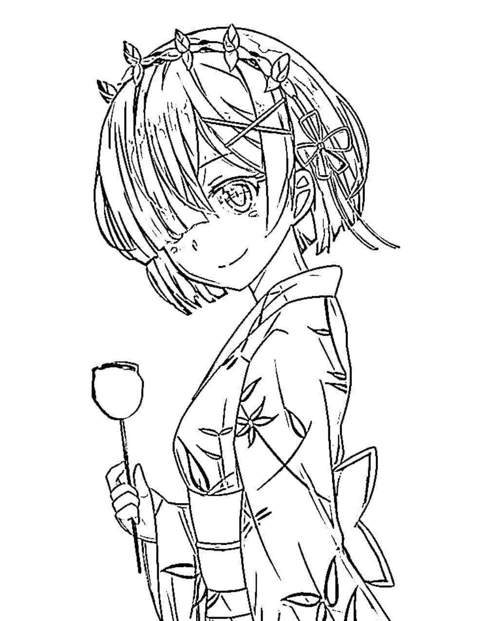 Coloriage La carina Rem dell'Anime Re Zero
