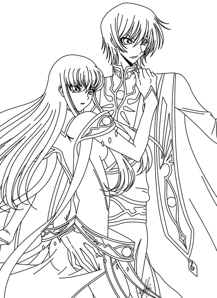 Coloriage Lelouch et C.C.