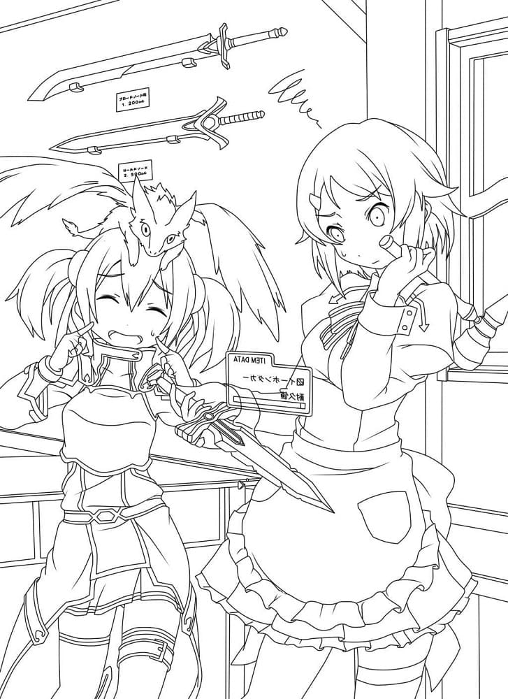 Coloriage Les filles de Sword Art Online