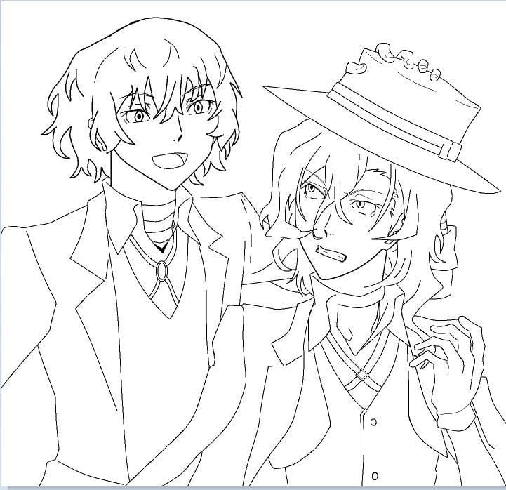 Coloriage Osamu Dazai et Chuuya Nakahara
