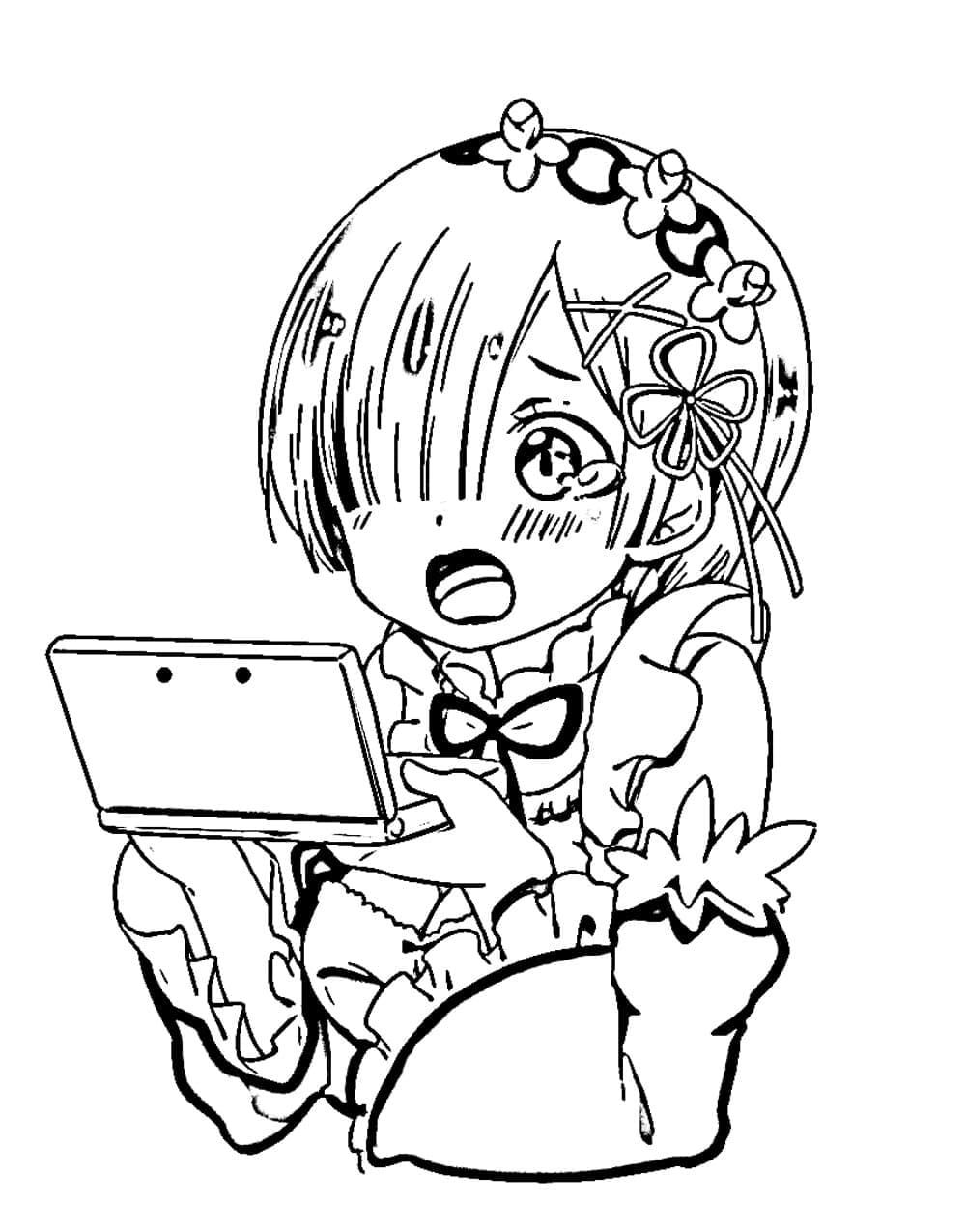 Coloriage Rem de Re Zero mignon