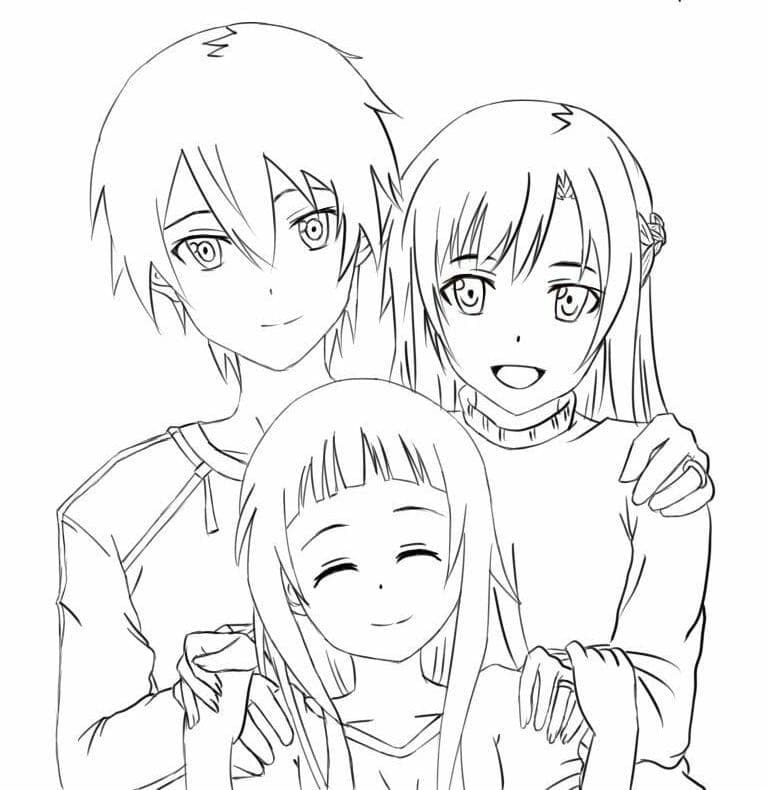Coloriage Sword Art Online Kirito Famille