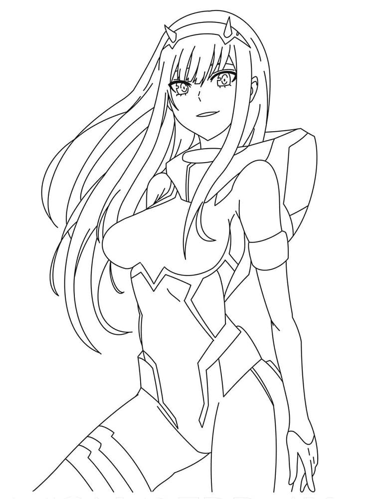 Coloriage Zero Two dans Darling in the Franxx