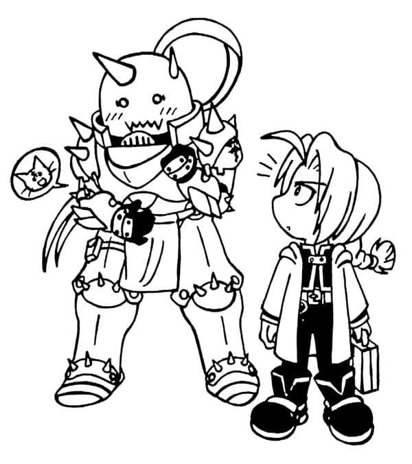 Coloriage Chibi Edward Elric et Alphonse