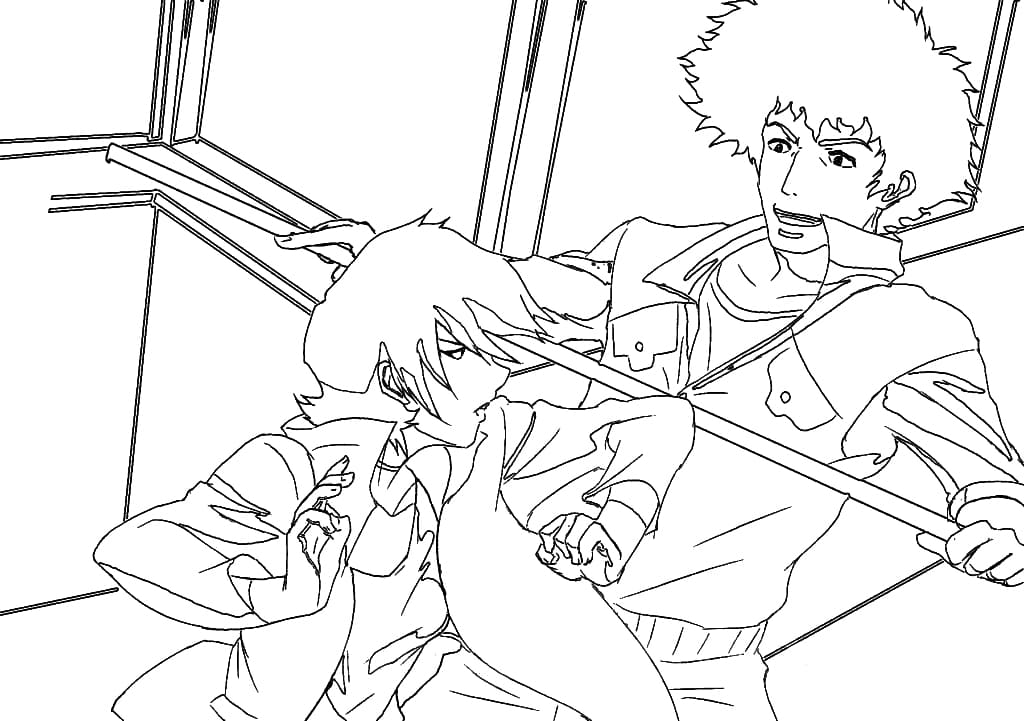 Coloriage Combat De Spike Spiegel