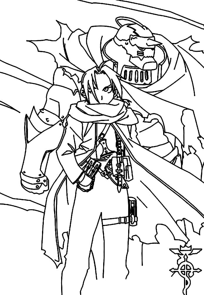 Coloriage Edward Elric avec Alphonse Elric
