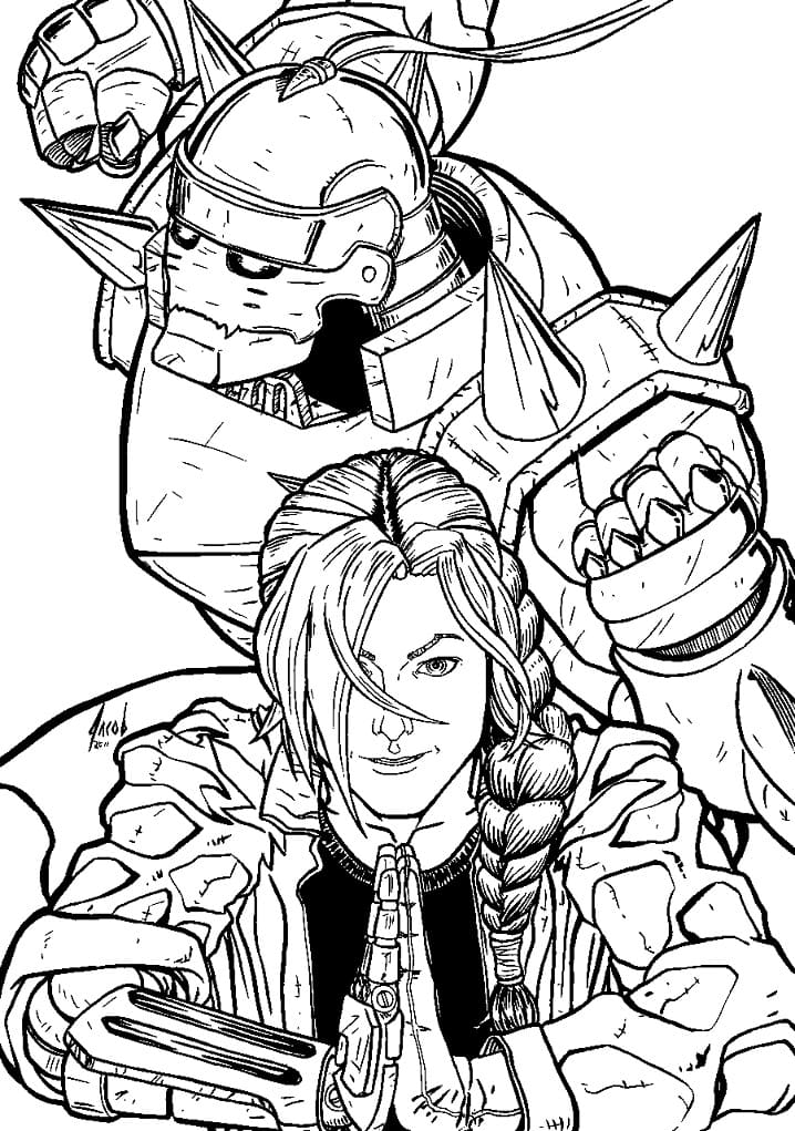 Coloriage Edward Elric et Alphonse de Fullmetal Alchemist