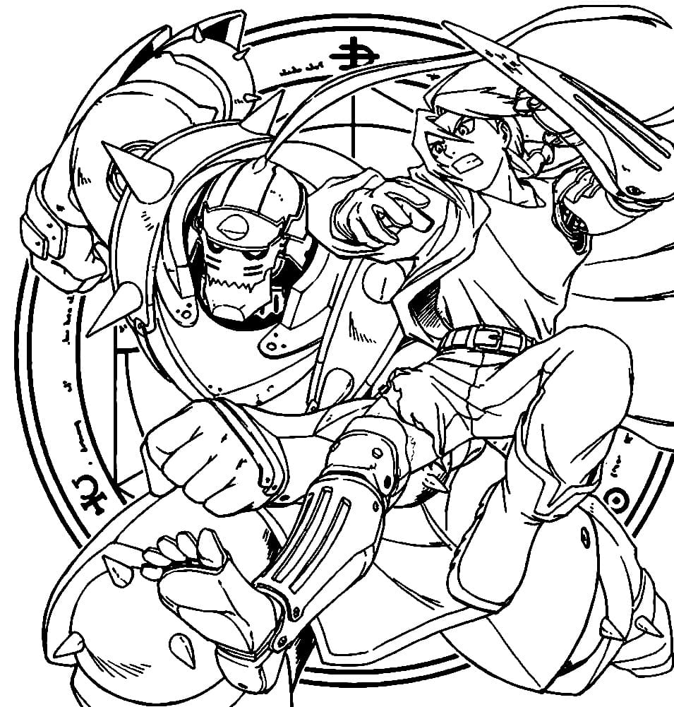 Coloriage Génial Edward Elric et Alphonse Elric