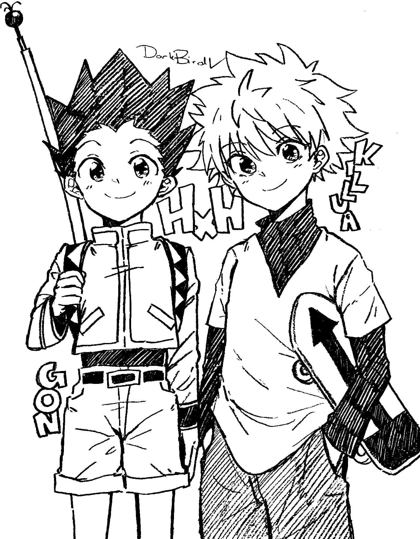 Coloriage Gon Avec Killua