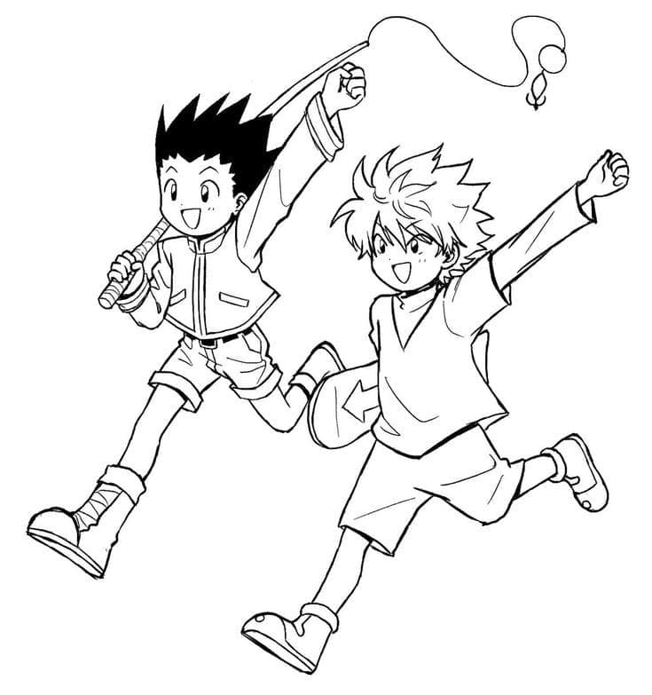 Coloriage Heureux Gon Et Killua