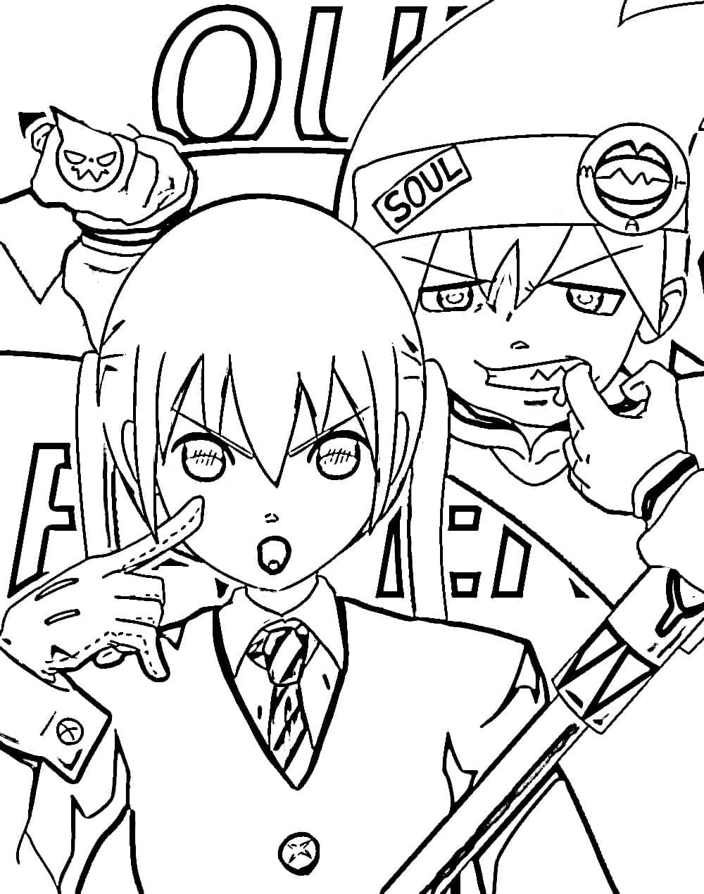 Coloriage Maka Albarn et Soul Eater Evans