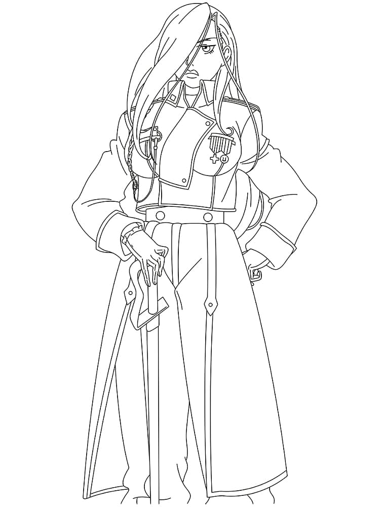 Coloriage Olivier Mira Armstrong de Fullmetal Alchemist