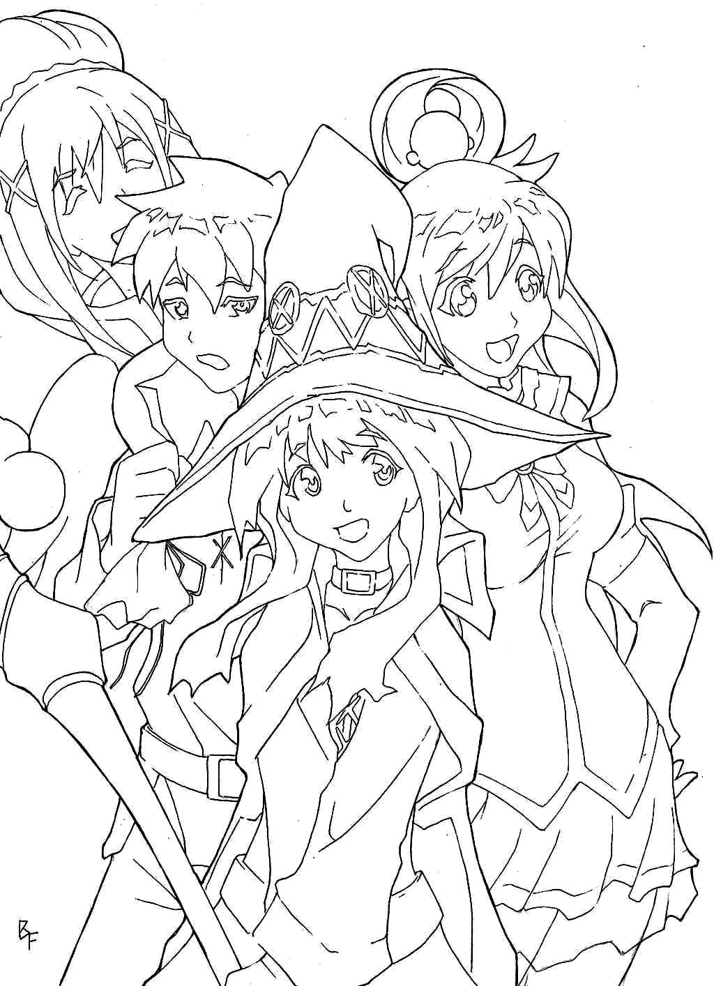 Coloriage Personnages de Konosuba