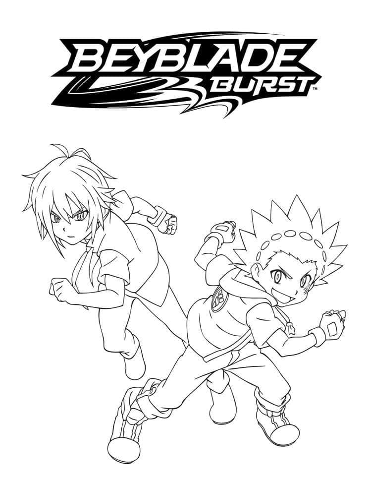 Coloriage Shu Kurenai et Valt Aoi de Beyblade