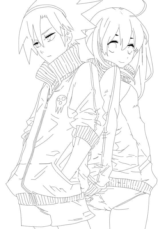 Coloriage Soul Evans et Maka Albarn
