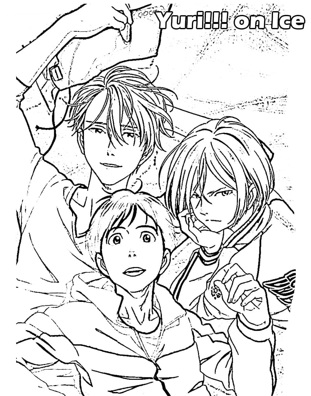 Coloriage Trois Personnages dans Yuri Sur Trois Personnages dans Yuri Glace