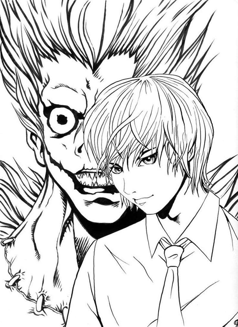 Coloriage Yagami et Ryuk de Anime Death Note