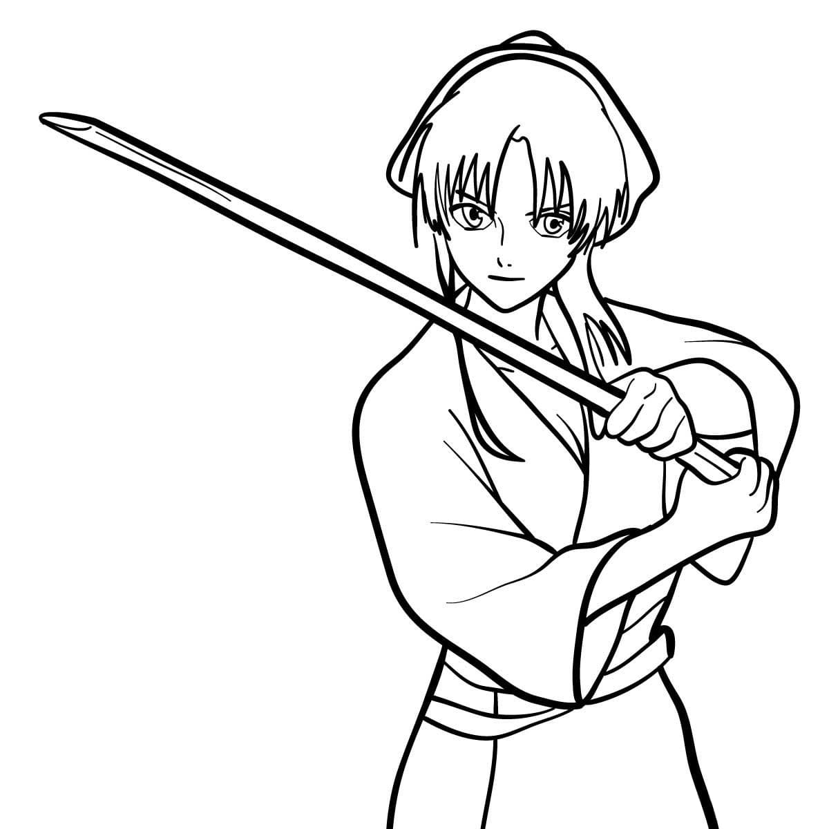 Coloriage Kamiya Kaoru from Rurouni Kenshin