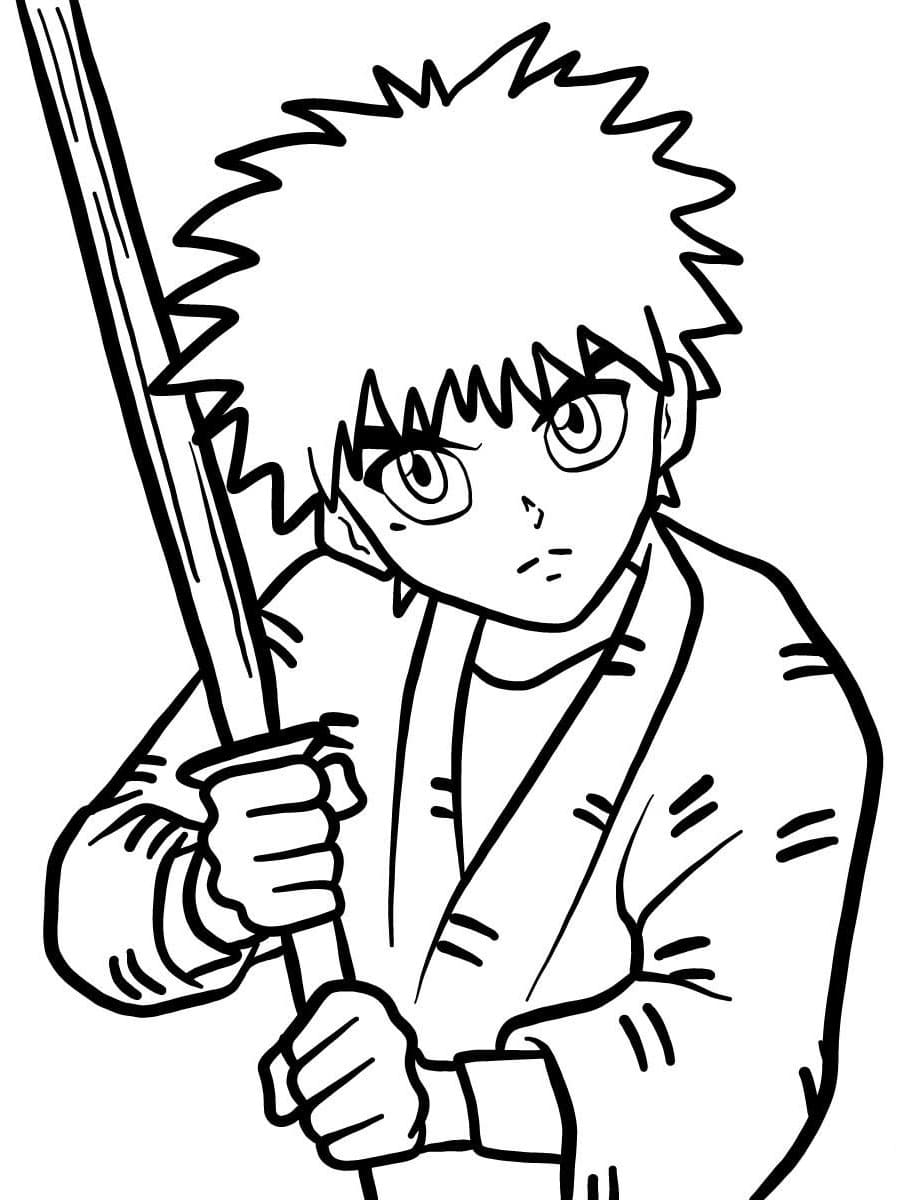 Coloriage Myojin Yahiko from Rurouni Kenshin