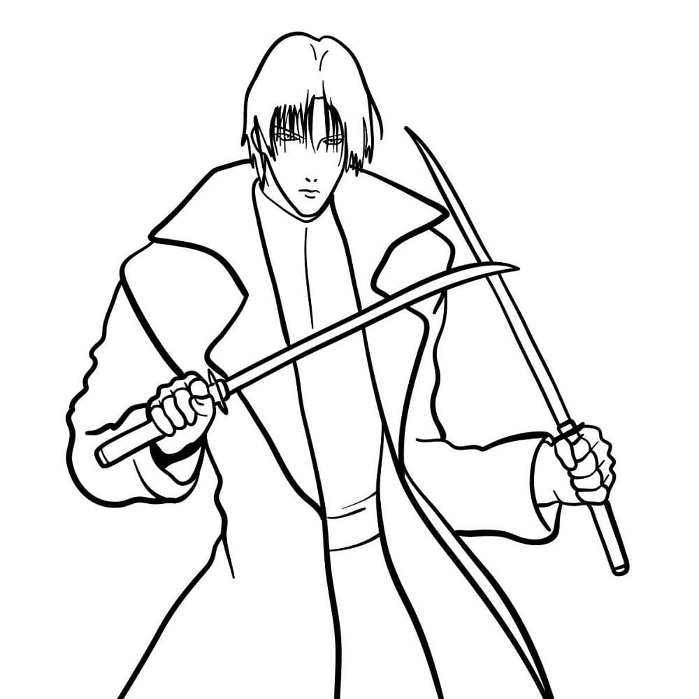 Coloriage Shinomori Aoshi from Rurouni Kenshin