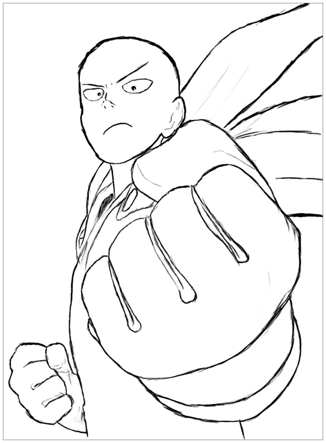 Coloriage Croquis De Saitama