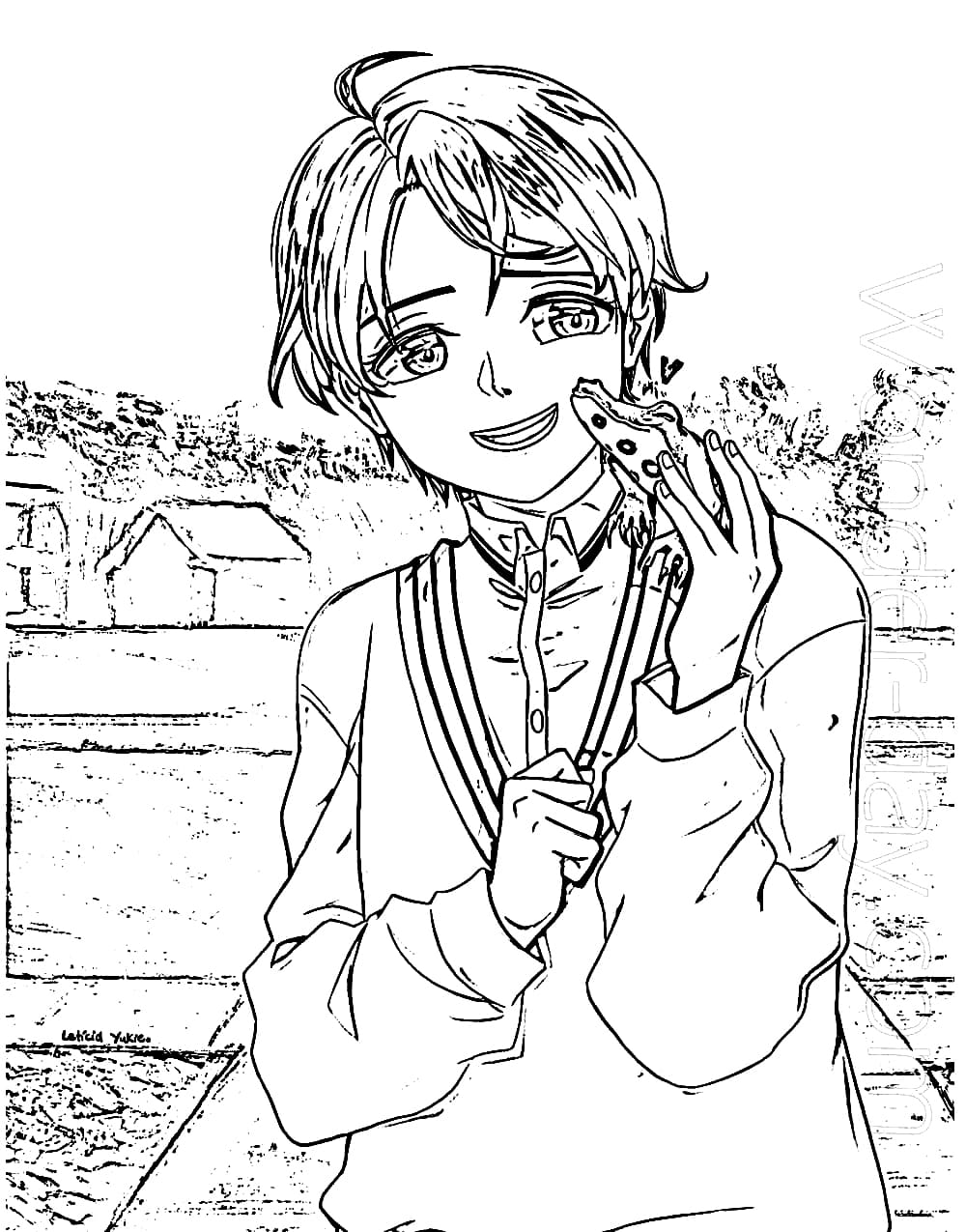Coloriage Momoe Sawaki de Wonder Egg Priority